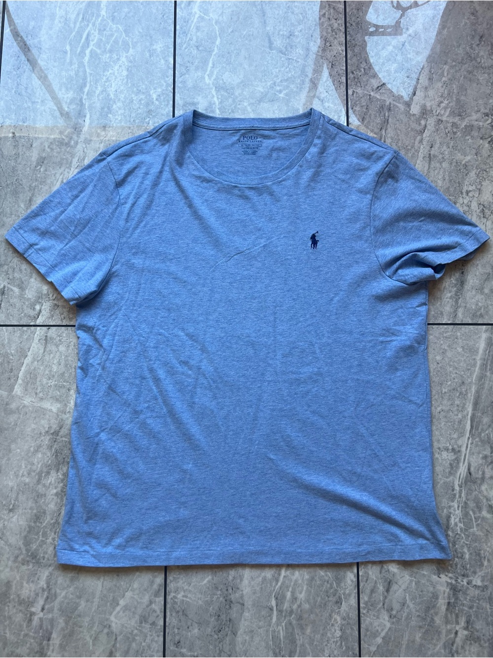 Polo Ralph Lauren Mens XL Custom Slim Fit Blue Heather T-Shirt Short Sleeve Pony